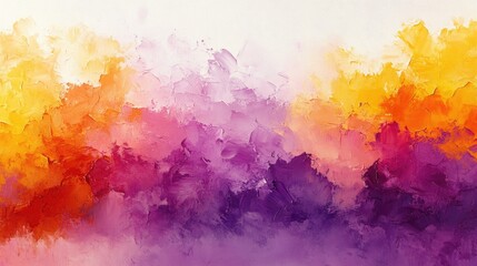 Fototapeta premium Vibrant Hues: Abstract Painting in Orange, Purple, and Yellow