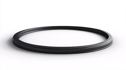 Naklejka premium A modern black circular frame with a sleek, minimalistic design placed on a smooth white background