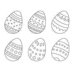 Black and white Easter eggs ioslated on white background.