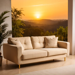 The couch is positioned in such a way that it takes up most of the frame