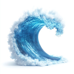 3d icon of a tidal blue ocean wave isolated on white background.