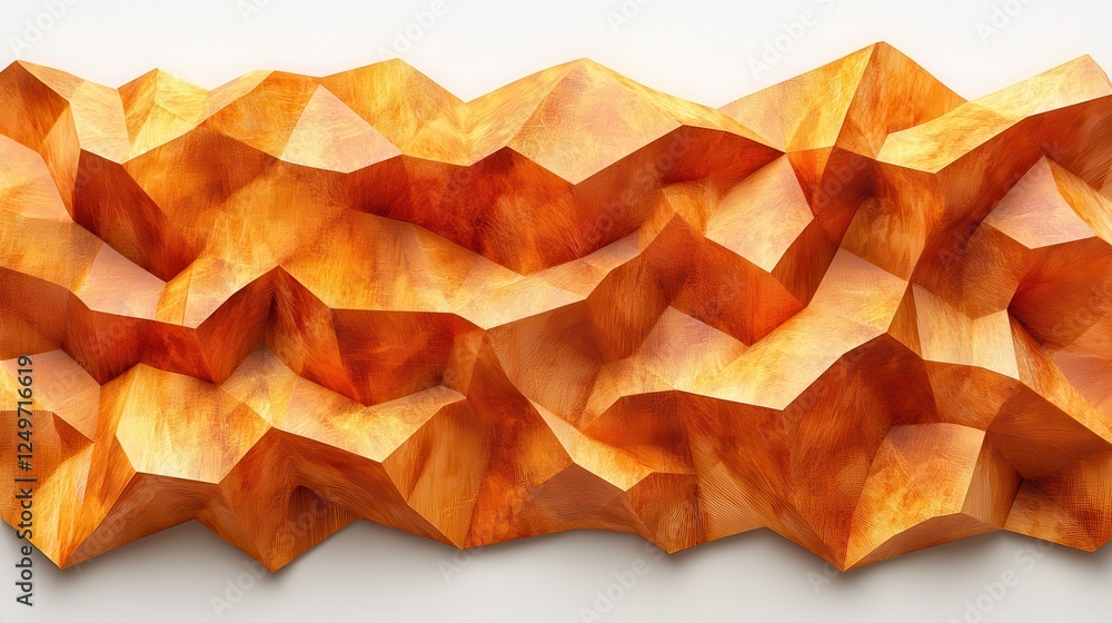 Poster abstract orange low-poly landscape; background texture design