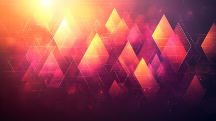 A dynamic neon-themed background featuring glowing triangles and hexagonal patterns. The modern bright tone evokes energy and movement, with blurred empty space on the side for caption placement