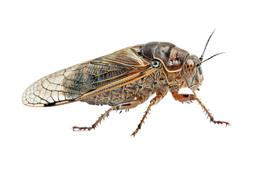 Cicada with Prominent Eyes and Segmented Body
