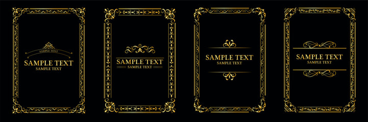 Set of Gold decorative vintage frames and borders set, photo frame for picture. Vector design..eps