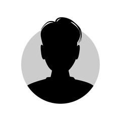 Vector flat illustration in black color. Icons of man and woman. Avatar, user profile, person icon, profile picture. Suitable for social media profiles, icons, screensavers and as a template.