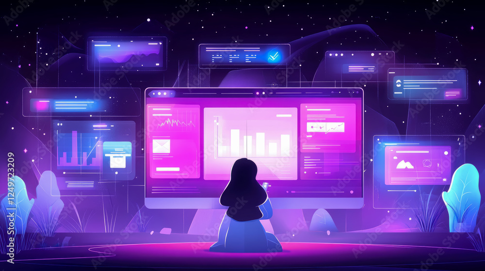 Aufkleber analyzing data: journey into digital insight, data analysis, and technology exploration in the light