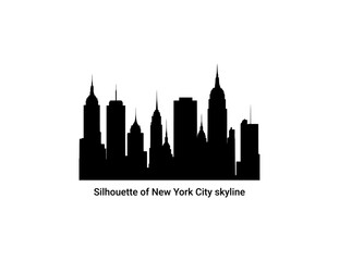 Naklejka premium USA New York City skyline silhouette with famous buildings and landmarks in black and white Background