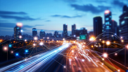 Fototapeta premium Devices, sensors, and machines are connected to the internet, allowing them to collect, exchange, and analyze data in real-time. This leads to smarter operations, improved quality