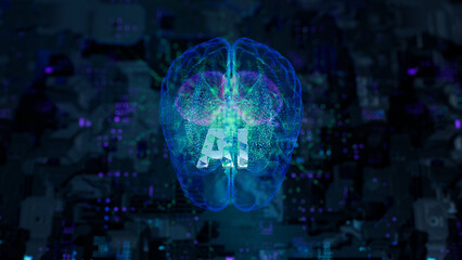 Neural Networks in Action: Futuristic Cyber Brain Processing Data in a High-Tech Environment