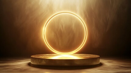 Golden Circle Podium Stage Design: Elegant Minimalist Presentation