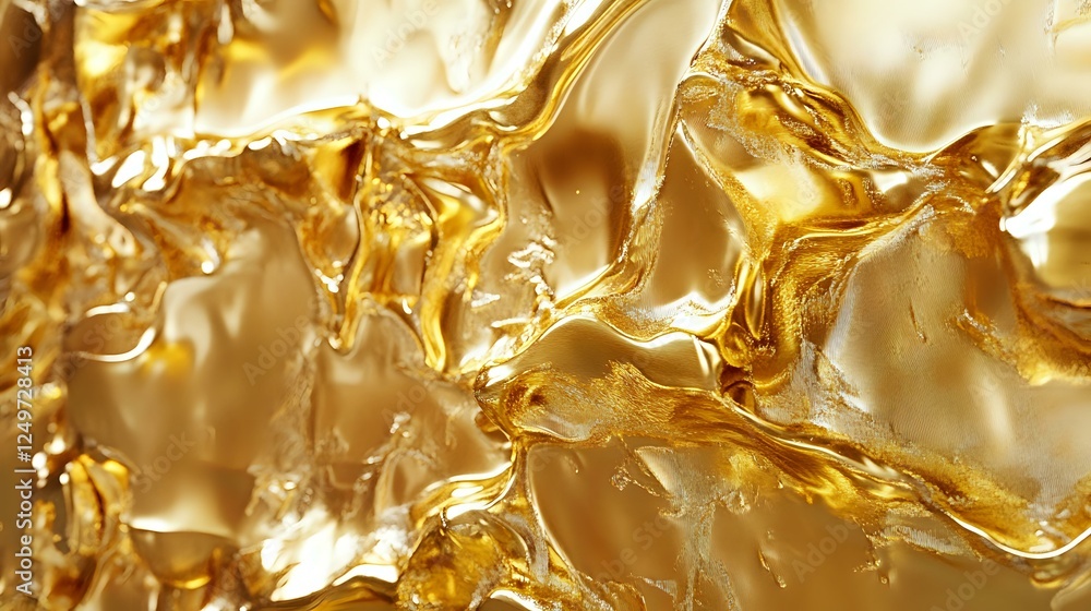 Aufkleber luxurious golden liquid abstract background with flowing waves and ripples creates dynamic texture f