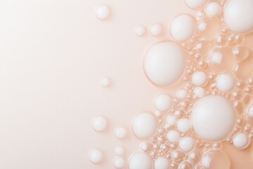 Subtle Beauty in Bubbles: A delicate abstract composition featuring a cluster of pristine white bubbles floating on a soft peach background, evoking a sense of tranquility and purity.  