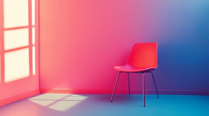 Vibrant Room with a Single Chair: Modern Interior Design