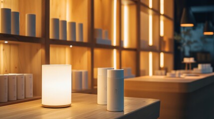 Modern Minimalist Retail Store Interior Design with Warm Lighting and Elegant Product Display