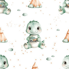 adorable dinosaur seamless pattern 