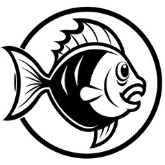 Discus Fish Vector Illustration – Cartoon, Clipart & Line Art Design on White Background, High-quality discus fish vector illustration in cartoon, clipart, and line art styles on a white background.