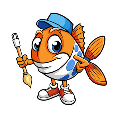 Discus Fish Vector Illustration – Cartoon, Clipart & Line Art Design on White Background, High-quality discus fish vector illustration in cartoon, clipart, and line art styles on a white background.