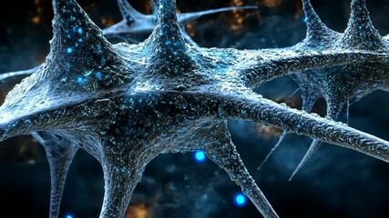 Intricate structure of neurons illuminated against a dark background during a scientific exploration into brain activity