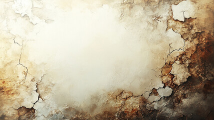 rust-stained wall with cracked peeling white enamel paint represents decay, neglect, and the passage of time, evoking feelings of chaos, destruction, and imperfection in a modern setting