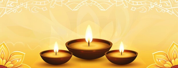 Colorful Happy Diwali festival with bokeh lights and oil lamp Diwali festival background