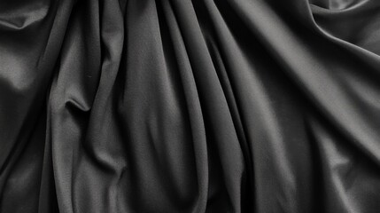 Obraz premium Draped black fabric texture, studio shot, background blur, design element