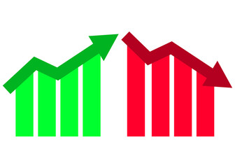 Business sales chart arrows up down finance graph isolated illustration