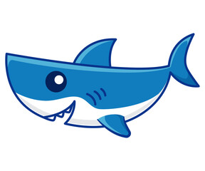 Cute shark mascot cartoon hand drawn isolated illustration