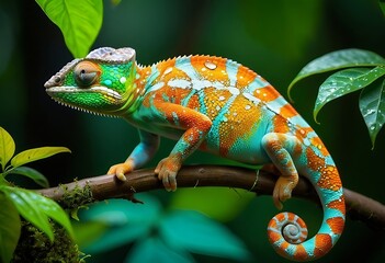 Buntes Cham&auml;leon auf einem Ast