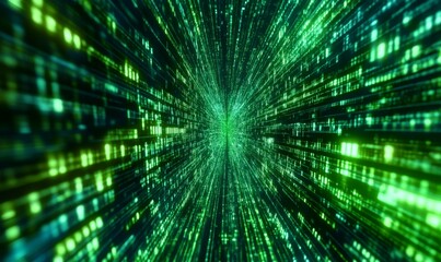 Fototapeta premium In the field of big data code, abstract information streams flow. showcasing a cyber network of neural impulses.