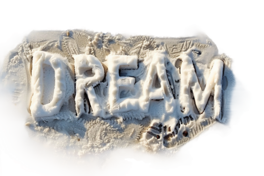 Dynamic 3D typography for the word 'DREAM'