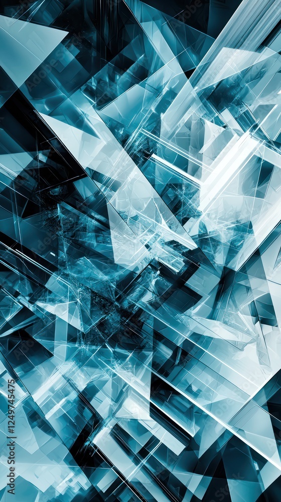 Sticker abstract geometric pattern with light blue tones creating a sleek, tech-inspired digital design.