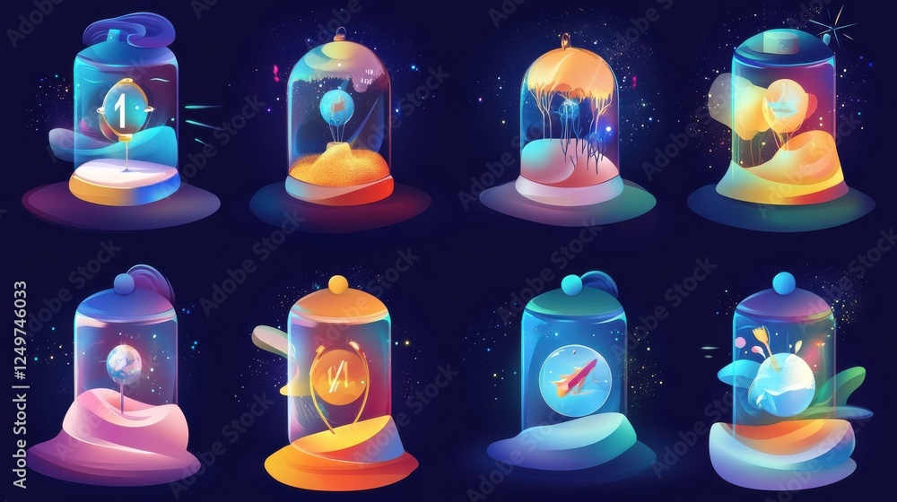 Poster project lifecycle abstract concept vector illustration set. project initiation and closure, deadline