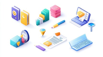 Task management and productivity icons set. Workflow organization and optimization scheme. Agile project management, planning, deadline metaphors. Vector isolated concept metaphor illustrations.