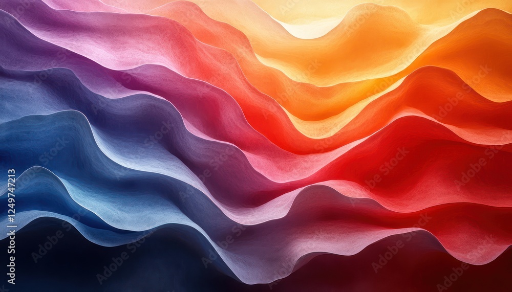 Sticker abstract layered waves with a 3d effect in rich, saturated tones
