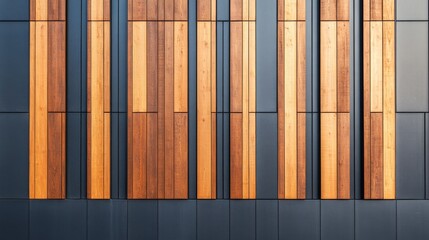 Modern Building Facade with Wood and Metal Panels