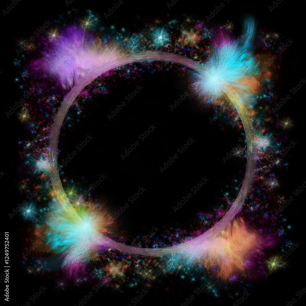 Wall mural frame border of modern sparkle abstract background design in black background with copy space for te