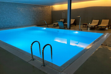 Swimming pool in a spa center, close-up of photo