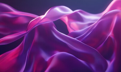 Fototapeta premium Flowing magenta silk drapery reflecting soft highlights, luxurious fabric folds creating elegant waves, perfect for fashion or glamour settings.