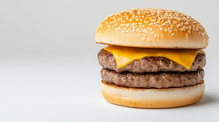 Double Cheeseburger On White Background