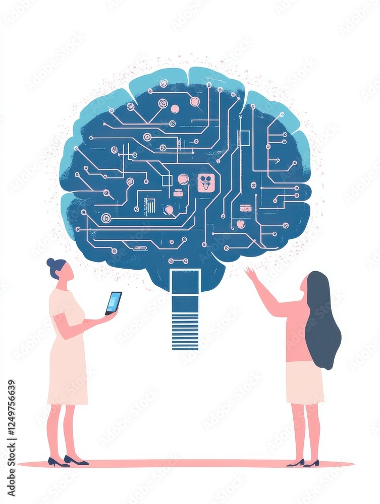 Poster programmers testing chatbot intelligence and brain with circuit. chatbot turing test, intelligent be