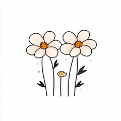 Delicate Light Peach Flowers On White Background