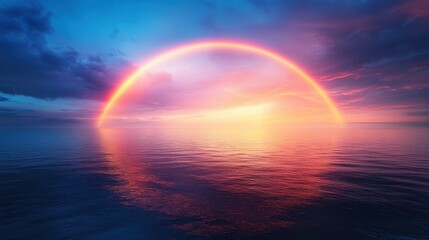 Ocean sunset rainbow reflection calmness