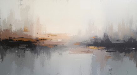 Abstract landscape painting with muted tones. Fine art texture with a minimalist style.