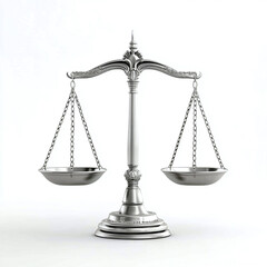 3d icon of balance scale for justice isolated on white background.