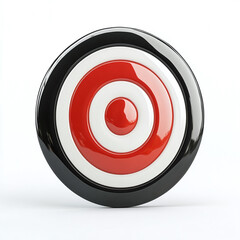 3d icon of red white black bullseye isolated on white background.