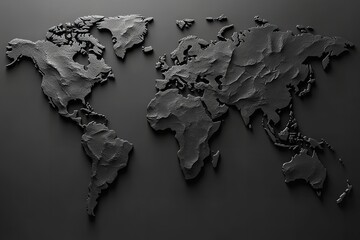 Minimalistic Black World Map With
