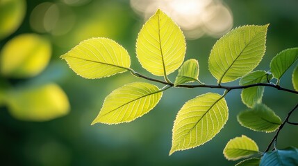 Sunlight on Spring Leaves, Forest Background, Nature Photography