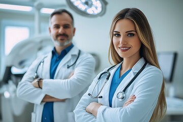 Fototapeta premium doctor and assistant with crossed hands