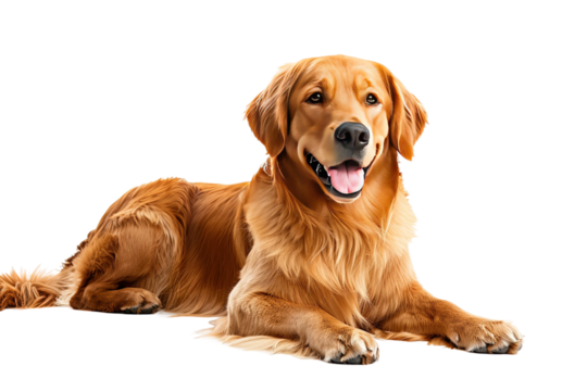 Golden Retriever Posed in Detailed High Definition on White Background